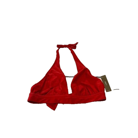 J.Crew Womens DD Halter Tie Neck Bikini Top Mesh Lined Beach Swim Red Size S NWT - Picture 1 of 6